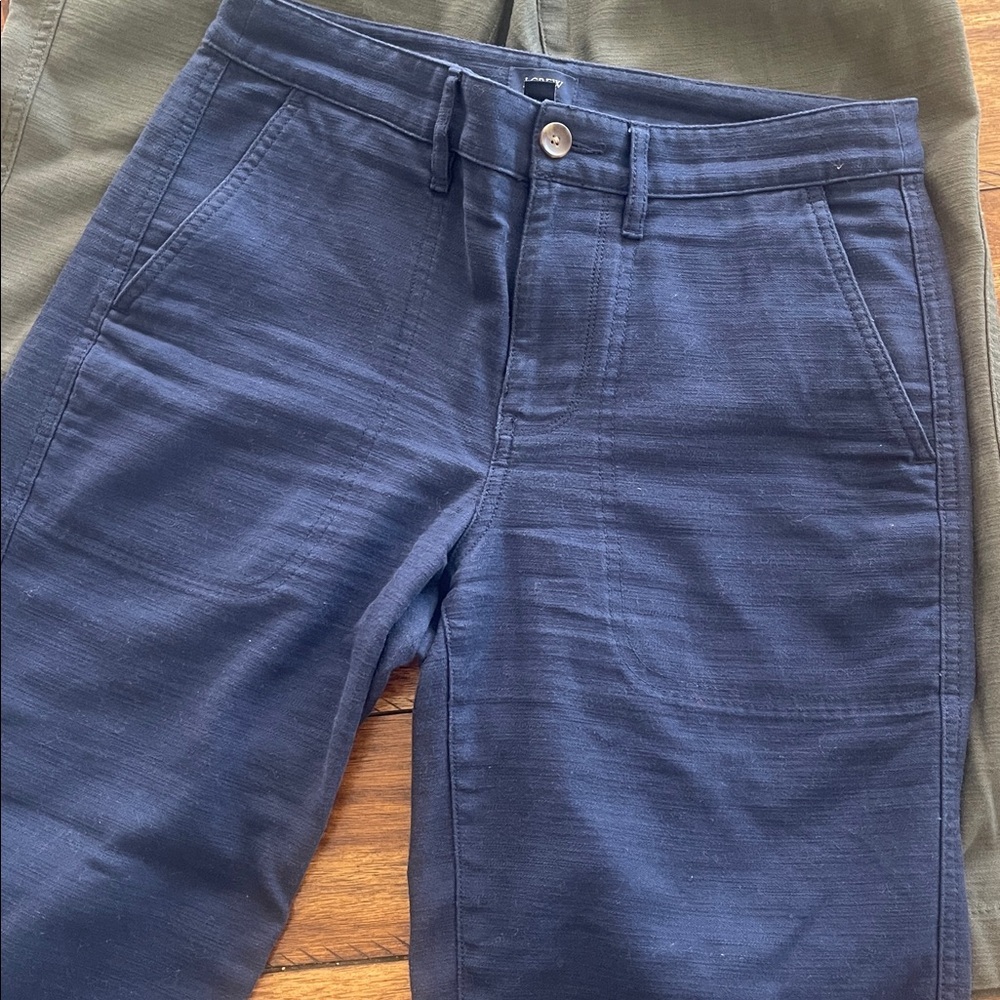 J Crew factory Cotton Camp Pants Green Blue size 28P - Picture 3 of 16